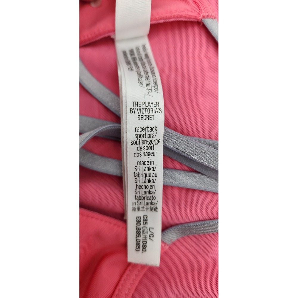 Victoria Sport Racerback Sport Bra Womens L Pink Excellent Strappy Back Logo - Picture 5 of 5